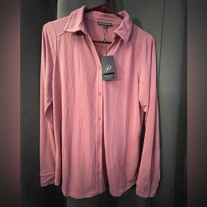 NWT Adrianna Papell Pink Button-Up Shirt